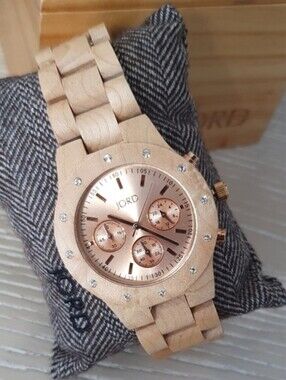 Natural Wood Watch with Rose Gold Dial